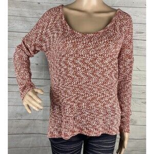 Vintage Havana Sweater Medium Marled Red Sexy Crochet Back BOHO Chic Unique Top